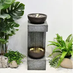Eleganter Outdoor-Brunnen mit LED-Beleuchtung und Pumpe