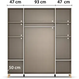 Rauch Drehtürenschrank Shinjo - 187x53x203cm - grau - Holz