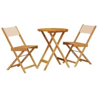 vidaXL 3-tlg. Bistro-Set Beige Stoff und Massivholz