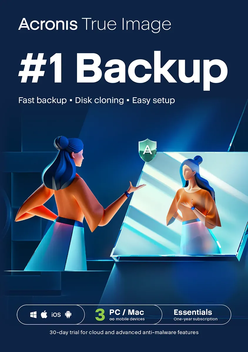 Acronis Cyber Protect Home Office Essentials | 3 PC | Aktuelle Versionen | Immer legale Software