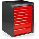 PROREGAL Schubladenschrank Kobra mit 8 Schubladen | HxBxT 90x71x55cm | Anthrazitgrau/Rot