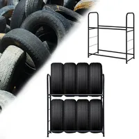 JOIEYOU Reifenregal 2 Ebenen Metall Reifenständer mit Reifenschutzhülle für 8 Reifen Ladekapazität 180kg für Garage Keller Werkstatt