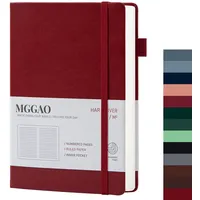 MGGAO A5 liniertes Tagebuch, 100 g/m2, liniertes dickes Papier mit 188 nummerierten Seiten, Premium-Leder-Hardcover-Notizbuch für persönliches Schreiben, Studium, Büro, Reiseaufzeichnung