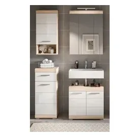 inn.furn Waschbeckenunterschrank weiß Hochglanz Eiche 60 cm Mambo