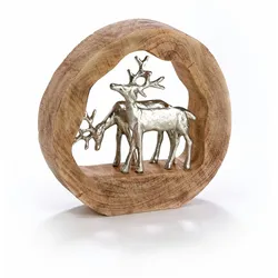 Moritz Deko Skulptur Rentier 28 x 27,5 cm Holz Deko Tischdeko Weihnachtsdeko