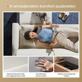 VASAGLE Modulares Sofa, U-förmiger Couch, 7-Sitzer, Schlafsofa mit Fußmodulen, tiefe Sitze - Weiß