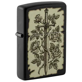 Zippo Sturmfeuerzeug - Medieval Swords, Black Matte, Color Image - Nachfüllbar - Wiederverwendbar - Windfestes Design - Geschenkbox - Made in USA