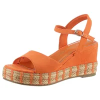 Marco Tozzi Damen Sandalen mit Keilabsatz mit Verstellbarem Riemen Bequem, Orange (Orange), 39 EU