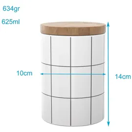 Intirilife Vorratsdose Keramik weiß 10 x 13,5 cm 0,7 l