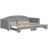 vidaXL Tagesbett Ausziehbar Hellgrau 90x200 cm Stoff