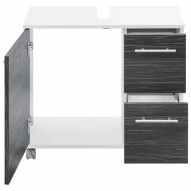 WELLTIME Waschbeckenunterschrank WELLTIME "Emmi, Breite 65 cm made in Germany", grau (weiß, zebrino grau), B:65cm H:60cm T:32cm, FSC-zertifizierter Holzwerkstoff, Schränke, Waschbeckenunterschrank, Siphonausschnitt, Metallbeschläge