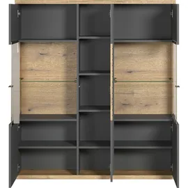 INOSIGN Highboard »Galway« Breite Wohnzimmervitrine in angesagter Rillenoptik - Soft-Close