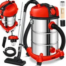 Masko MASKO® Industriestaubsauger Staubsauger Nass Trocken Sauger Edelstahl 2300W + Steckdose Blasfunktion Trocken-Saugen | Nass-Saugen Push&Clean Industrie-Sauger mit | ohne Beutel beutellos