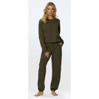 DKaren Freizeitanzug Damen Hausanzug Jogginganzug Baumwolle (2-tlg., Sweatshirt & Hose) grün L-40