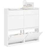SoBuy Schuhkipper 98 x 95 x 19 cm mit 4 Klappen und 2 Schubladen weiß