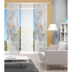 Schiebegardine VISION S "MARMOSA 3er SET" Gr. 1, grau (goldfarben, grau), B:60cm H:260cm, Polyester, Gardinen, Bambus-Optik, Digital bedruckt