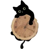 LOVIVER Wanduhr mit Katzenmotiv und schwingendem Schwanz, stilvoll, modern, dekorative Pendeluhr für die Inneneinrichtung von Küche, Zuhause, Kinderzimmer, Style A