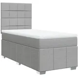 vidaXL Boxspringbett mit Matratze Hellgrau 100x200 cm Stoff