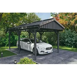 Einzelcarport SKANHOLZ "Fichtelberg", grau (dunkelgrau), H: 273cm, Carports, mit Dachlattung