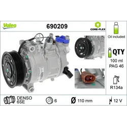 VALEO 690209 Kompressor, Klimaanlage VALEO CORE-FLEX
