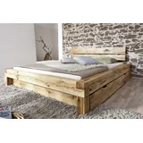 Bett Balkenbett mit Schubkasten 180x200cm Wildeiche Eiche massiv geölt NEU OVP!!