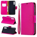 Dclbo Hülle für Samsung Galaxy A50,Handyhülle Flip Case Hülle Leder Schutzhülle Klapphülle Tasche mit Magnet Geldbörse Cover Leder Handytasche Lederhülle für Samsung Galaxy A50-Rose Rot