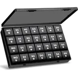 Tablettenbox Monat 28 Tage Pillendose, Medikamentenbox mit 7 Fächer für 4 Wochen für Wöchentlicher Vitamin-Organizer, Nahrungsergänzungsmittel, Fischöl (Schwarz)