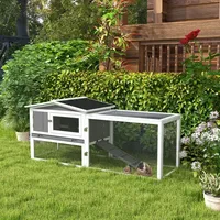 PawHut Kleintierstall 156 x 58 x 68 cm Hellgrau