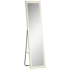 Homcom 2 in 1 Standspiegel, Wandspiegel, Ganzkörperspiegel mit Led-Beleuchtung Gold Weiß (Farbe: Silber Gold)