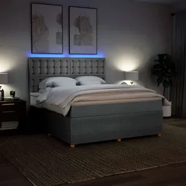vidaXL Boxspringbett 180 x 200 cm Hellgrau