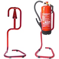 Brandengel® Universalständer rundgebogen Rohrstahl in rot mit montierten Halter für 1 Feuerlöscher der Größe 6/9/12 kg/L