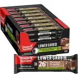 Power-System Proteinriegel Lower Carb, 28 Riegel, Hazelnut Brownie, je 40g, pro Riegel 10g Protein