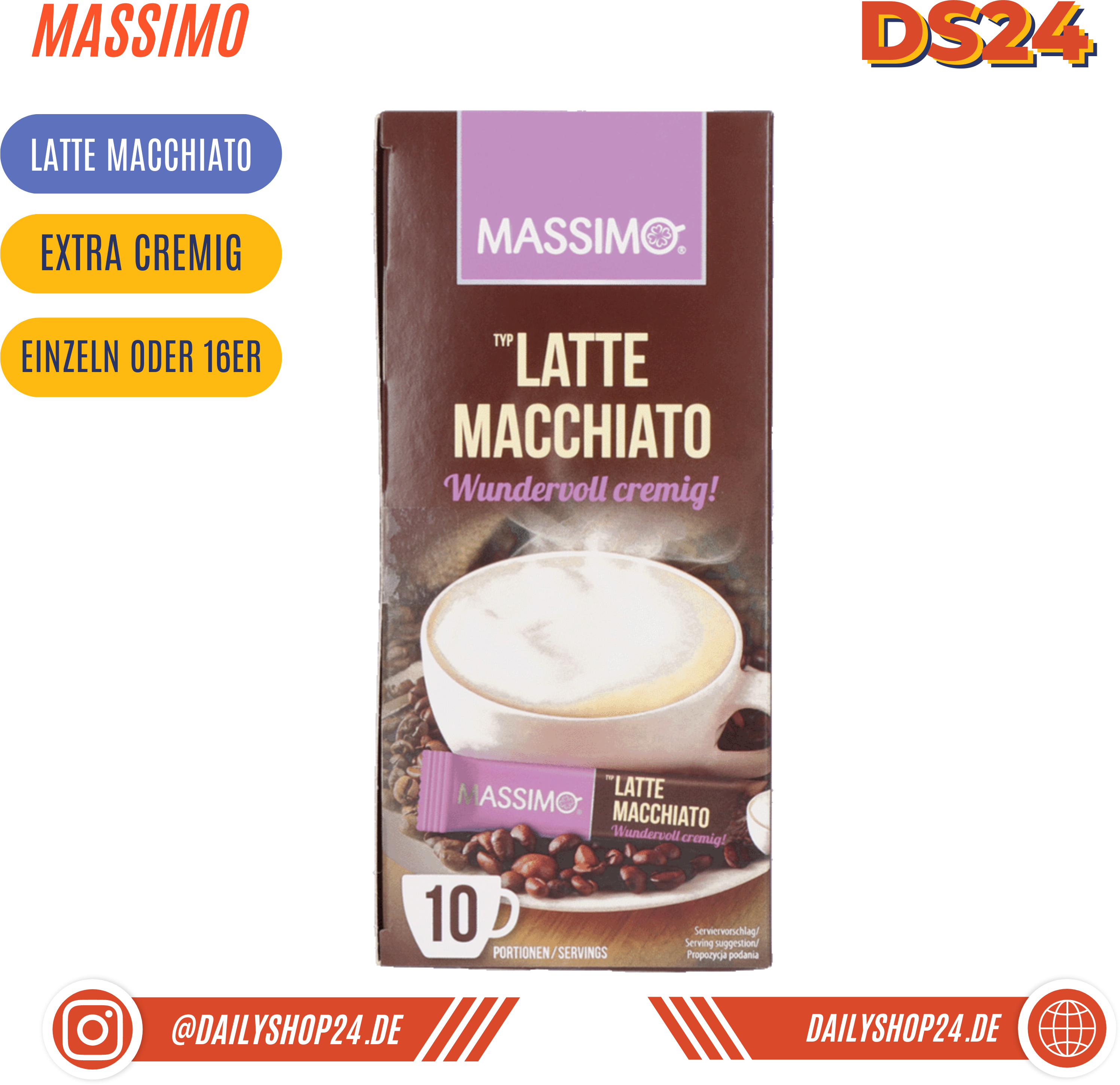 MASSIMO Kaffe Sticks - 1 Stück / Latte Macchiato