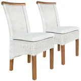 Amagohome Rattanstuhl Esszimmer Stühle Set Rattanstühle Perth 2 Stück weiß Esstisch Stühle K