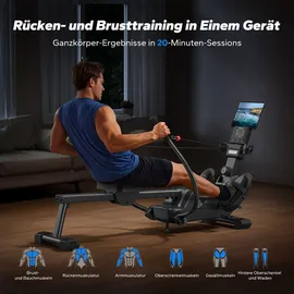 Merach - Magnetisches Rudergerät 36 kg Widerstand, 7 Modi, bis 158 kg, lcd & Tablet-Halter, Bluetooth Kinomap, leise