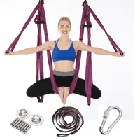 FLY FLU Aerial Yoga Hängematte, Yoga-Hängematten- / Geschirr- / Schlingen-Set Air Yoga-Schaukel-Set Anti-Schwerkraft-Decken-Yoga-Schlinge Inversions-Schaukel Für Professionelle Ausrüstung Lila,O