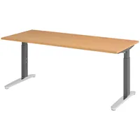 Bümö Schreibtisch Buche, Graphit, Nachbildung,Buche, Rechteckig, 180x74x80 cm, FSC