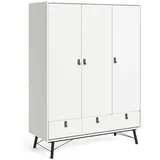 VCM ebuy24 Rye Kleiderschrank 3 Türen 3 Schubladen MattWeiß