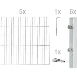 GAH Alberts Doppelstabmattenzaun Set 5 Matten feuerverzinkt 643775