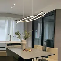 LED Hängeleuchten Moderne Esstisch Pendelleuchte Schwarz Dimmbar Hoehenverstellbar Küchenlampe LED pendelleuchte für Esszimmer Wohnzimmer Büro Kronleuchter L150CM