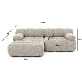 kaiser möbel Ecksofa L-form Mini modular, Bouclé-Stoff Abriamo, Beige, Links, Selia - Beige