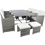 VCM 9-tlg Sitzgruppe Gartenmöbel Set Rattan Raloso