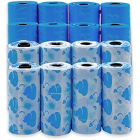 Hundekotbeutel Kotbeutel Hundehäufchen-Abfalltüten 30x23cm groß, auslaufsicher geruchlos, biologisch abbaubar (Blau/Weiß - 16 Rollen/240 Tüten)