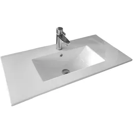 paplinskimoebel Waschbecken mit Unterschrank IGA Waschtischunterschrank, Stehend Eckig, Keramik, Badmöbel Set Waschplatz (Graphit, 80 cm) | Grau