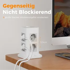 TESSAN Mehrfachsteckdose 2 m Grau 8 St.