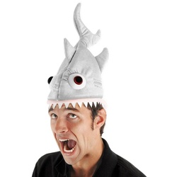 Elope Kostüm Hai-Mütze, Fischige Kopfbedeckung mit Biss grau