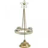 Viana Kerzenhalter Adventskranz Kerzenhalter Stern in Gold für Stumpenkerzen &