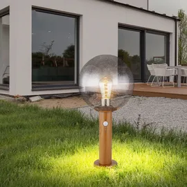 GLOBO Sockelleuchte Aluminium Glas 25x50 cm inkl. Bewegungsmelder braun