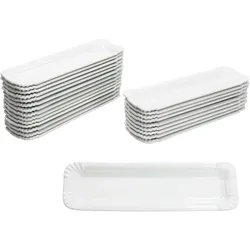 24x Pur Pappteller aus Porzellan 25,7x7,5cm weiß Servier-Teller Wurst Pralinen
