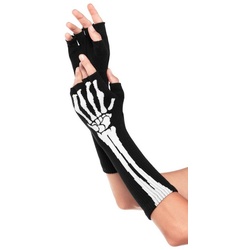 Leg Avenue Kostüm Fingerlose Skeletthandschuhe schwarz